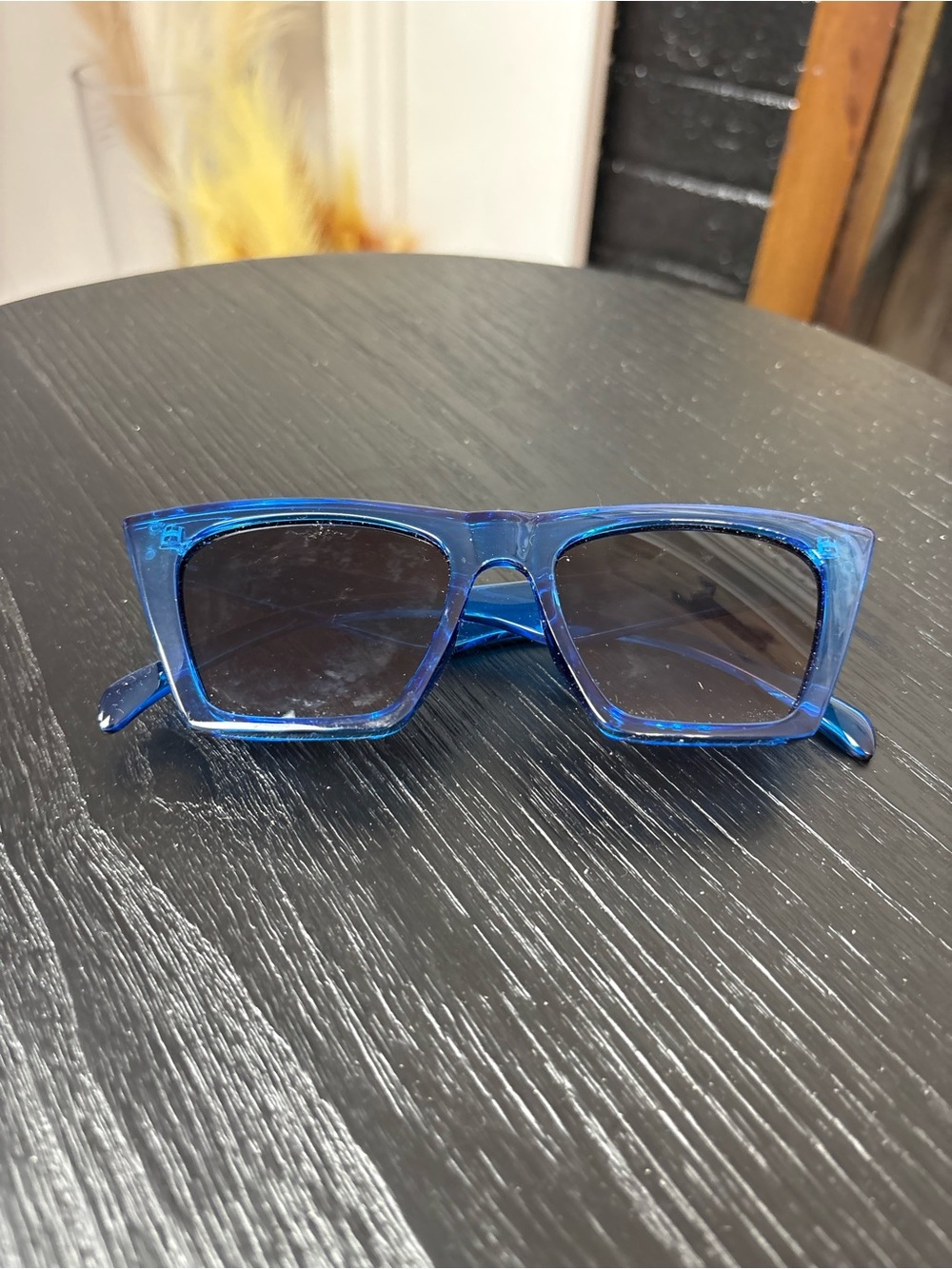 Women’s Blue Transparent Square Sunglasses - Fashion Accessory - Picture 2 of 4